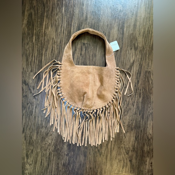 Free People Tan Suede Fringe Hobo Bag - Picture 2 of 16